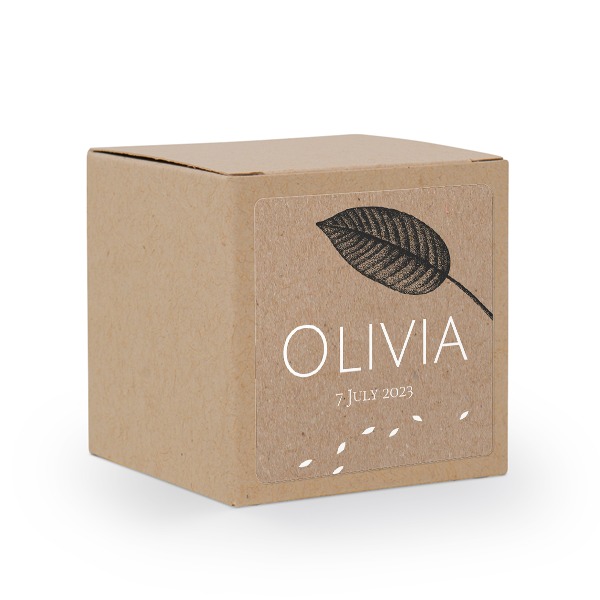 Paper box brown square sticker - set of 24