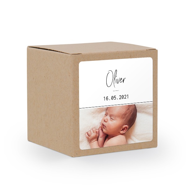 Presentask beige med kvadratiskt klistermärke - 24 st