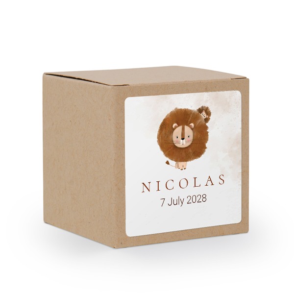 Boîte en papier naturel, sticker carré (lot de 24)