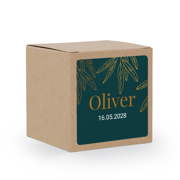 Gaveboks beige med kvadratisk klistremerke - 24 stk