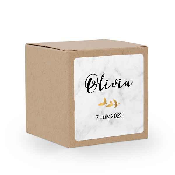 Boîte en papier naturel, sticker carré (lot de 24)