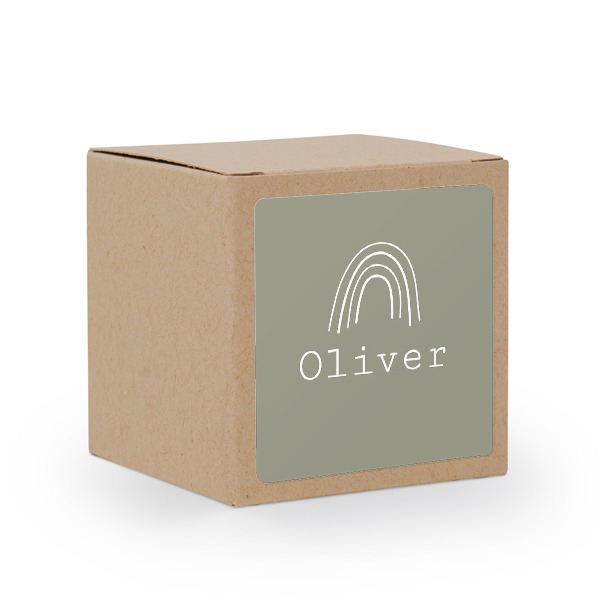 Presentask beige med kvadratiskt klistermärke - 24 st