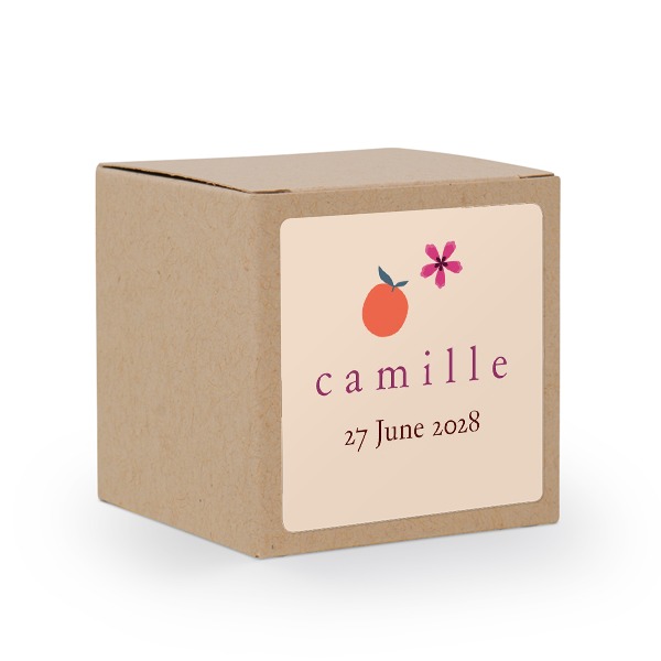 Doosjes voor bedankje beige met vierkante sticker (set van 24)