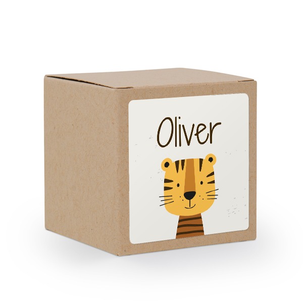 Presentask beige med kvadratiskt klistermärke - 24 st