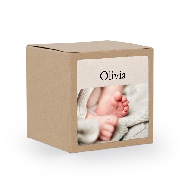 Boîte en papier naturel, sticker carré (lot de 24)