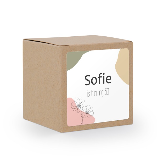 Paper box brown square sticker - set of 24