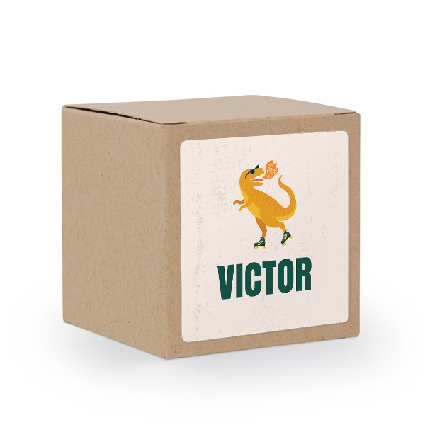 Paper box brown square sticker - set of 24