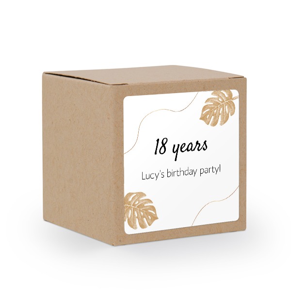 Paper box brown square sticker - set of 24