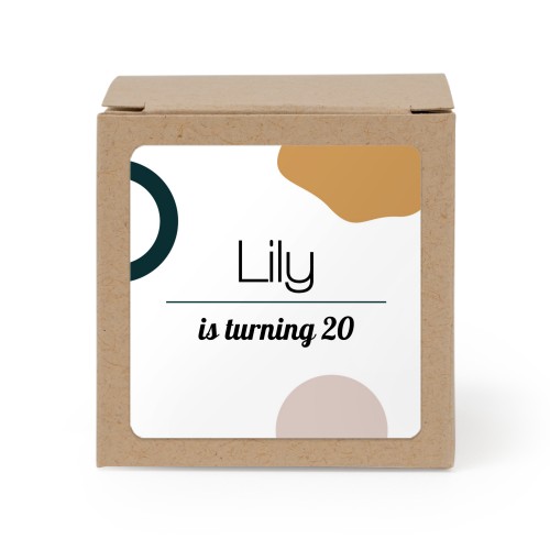 Gaveboks beige med kvadratisk klistremerke - 24 stk