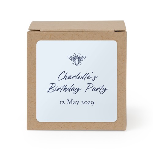 Paper box brown square sticker - set of 24