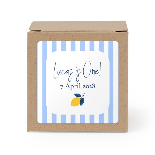 Paper box brown square sticker - set of 24