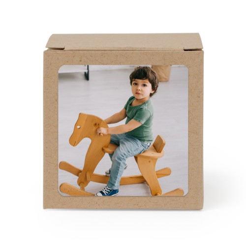 Paper box brown square sticker - set of 24