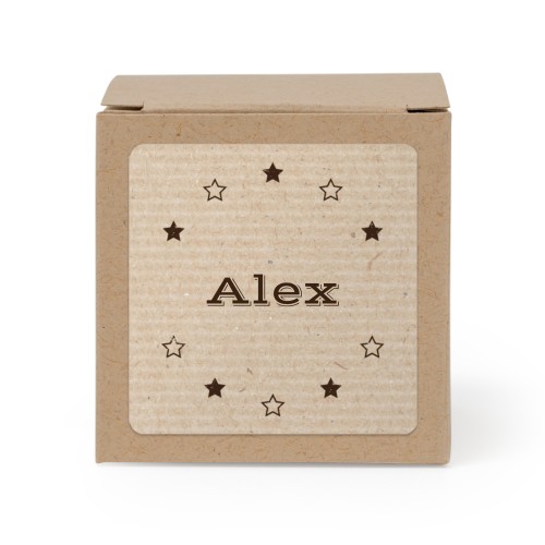 Paper box brown square sticker - set of 24