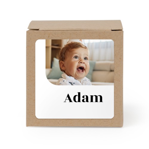 Boîte en papier naturel, sticker carré (lot de 24)