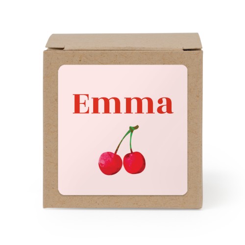 Paper box brown square sticker - set of 24