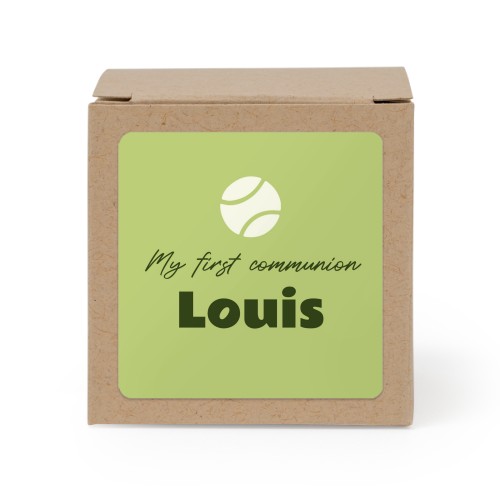 Paper box brown square sticker - set of 24