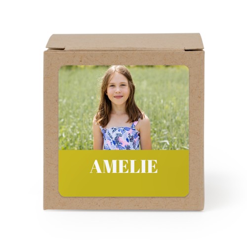 Paper box brown square sticker - set of 24