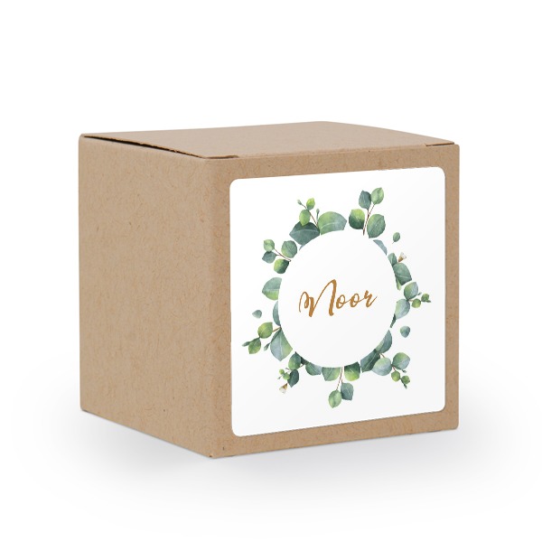 Cadeaudoos beige met vierkante sticker (Set van 24)