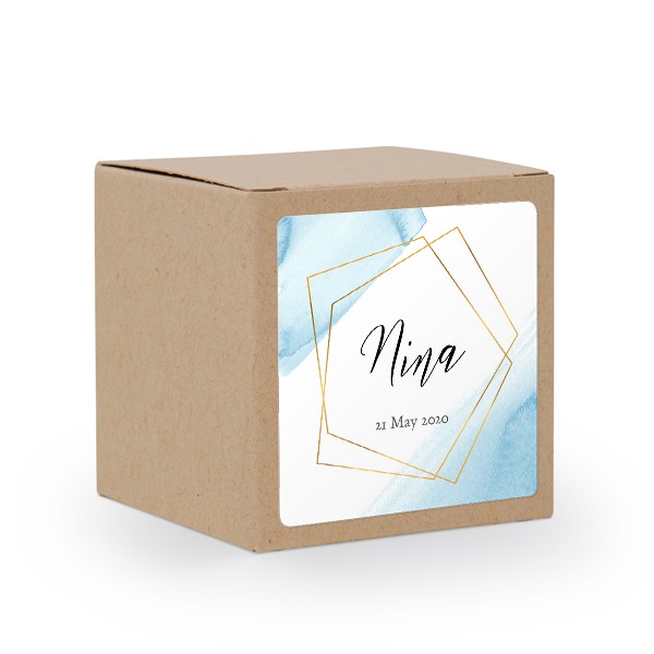 Paper box brown square sticker - set of 24