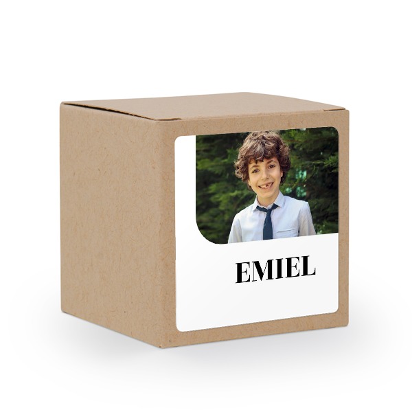 Boîte en papier naturel, sticker carré (lot de 24)