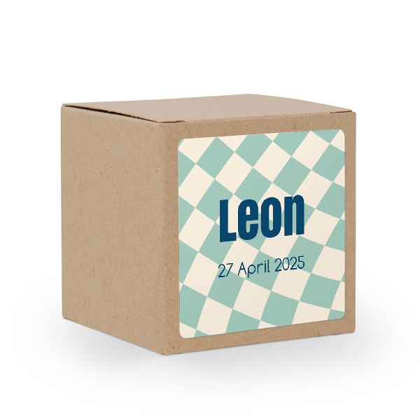 Presentask beige med kvadratiskt klistermärke - 24 st