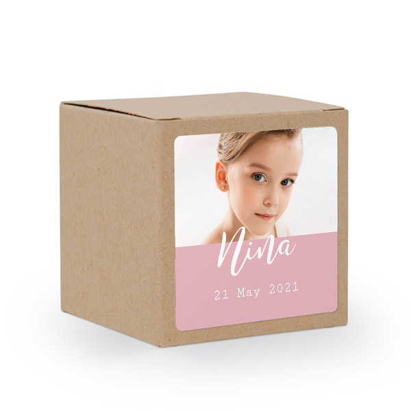 Paper box brown square sticker - set of 24