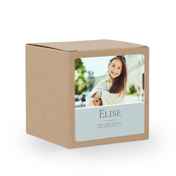 Paper box brown square sticker - set of 24