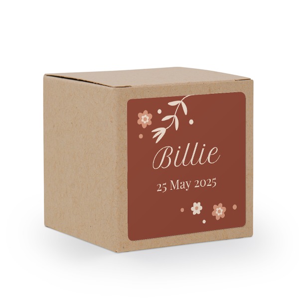 Doosjes voor bedankje beige met vierkante sticker (set van 24)