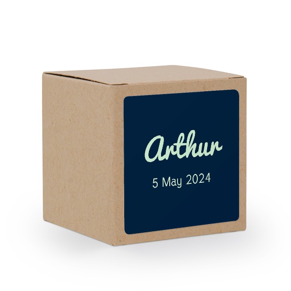 Paper box brown square sticker - set of 24