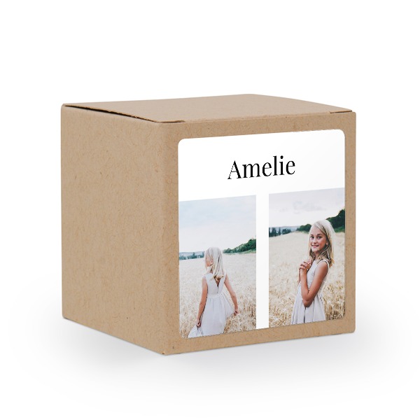 Cadeaudoos beige met vierkante sticker (Set van 24)