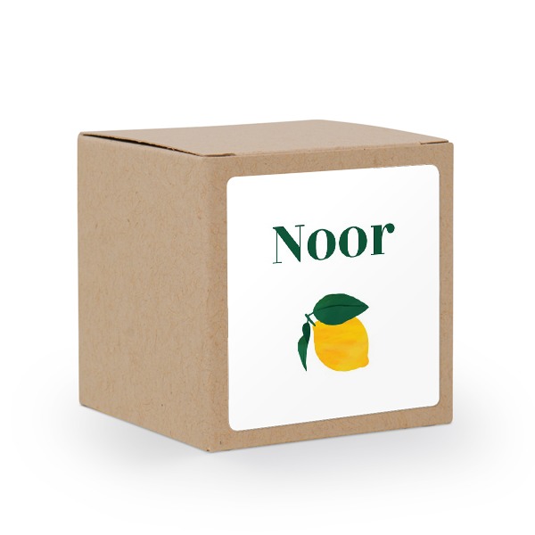 Paper box brown square sticker - set of 24