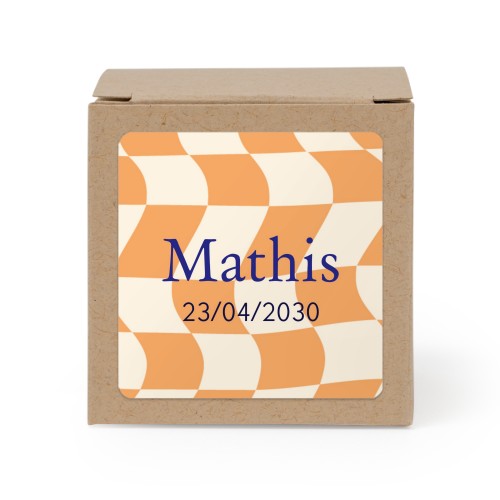 Gaveæske beige med kvadratisk klistermærke - 24 stk
