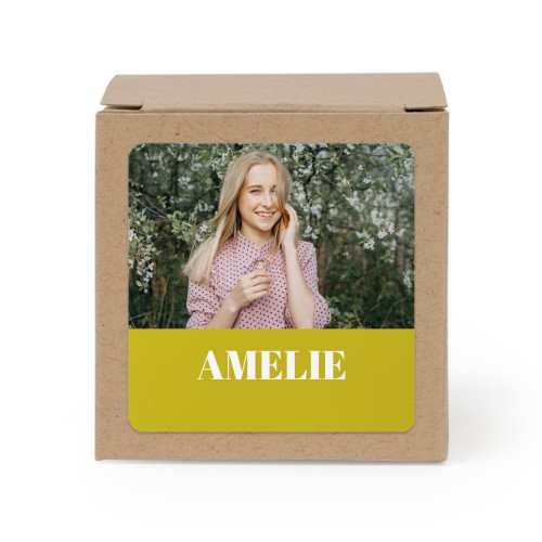 Lahjarasia beige neliönmuotoisilla tarroilla - 24 kpl