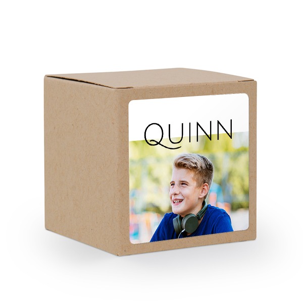 Doosjes voor bedankje beige met vierkante sticker (set van 24)
