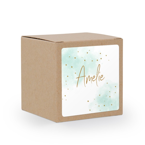 Gaveboks beige med kvadratisk klistremerke - 24 stk