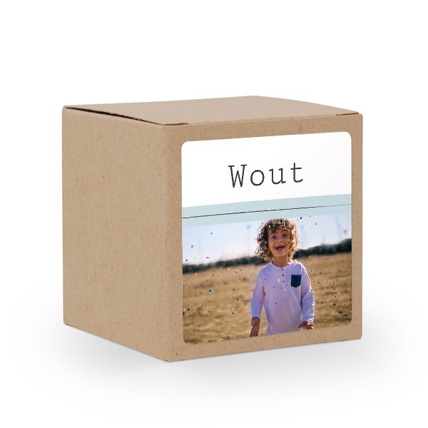 Boîte en papier naturel, sticker carré (lot de 24)
