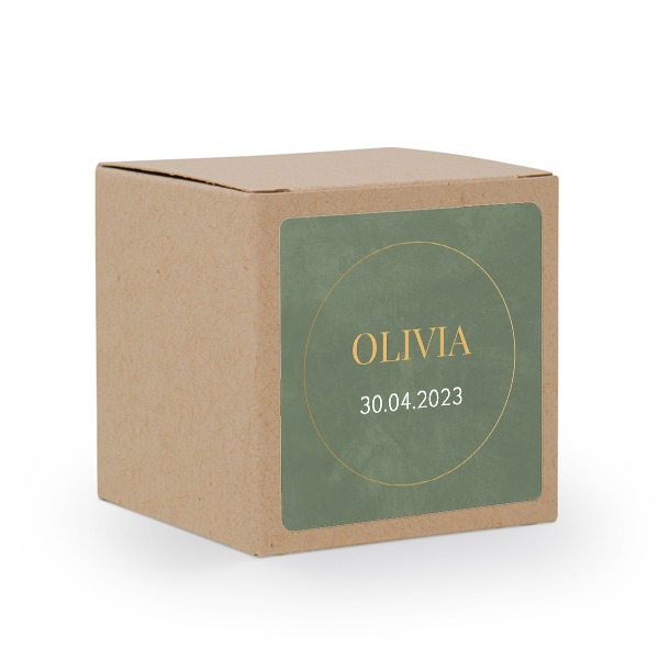Paper box brown square sticker - set of 24