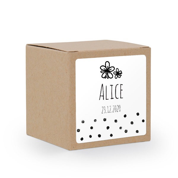 Paper box brown square sticker - set of 24