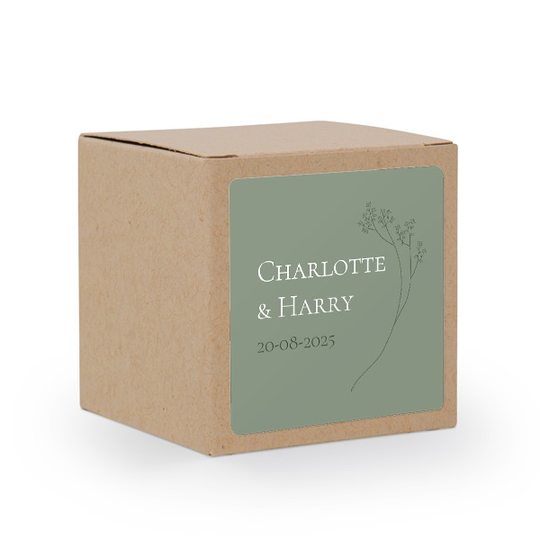 Paper box brown square sticker - set of 24