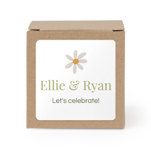 Paper box brown square sticker - set of 24