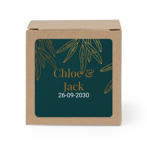 Presentask beige med kvadratiskt klistermärke - 24 st