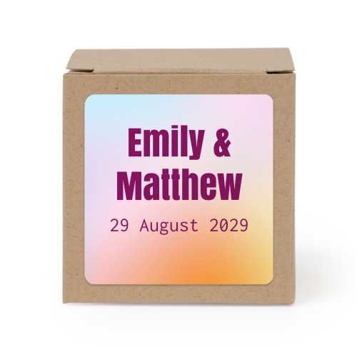 Paper box brown square sticker - set of 24