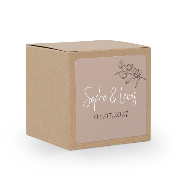 Paper box brown square sticker - set of 24