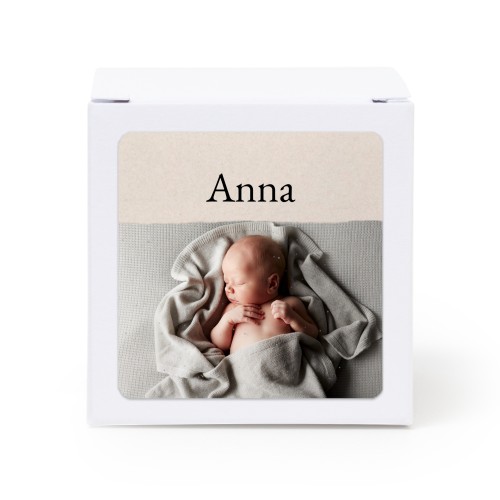 Paper box white square sticker - set of 24