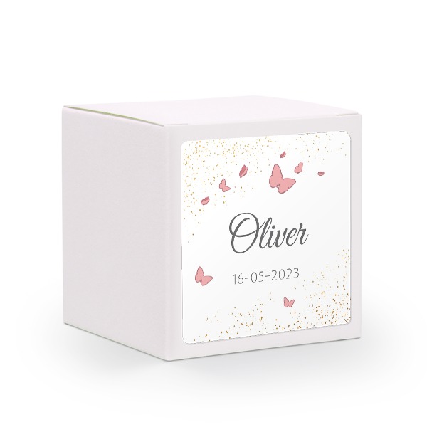 Boîte en papier blanc, sticker carré (lot de 24)