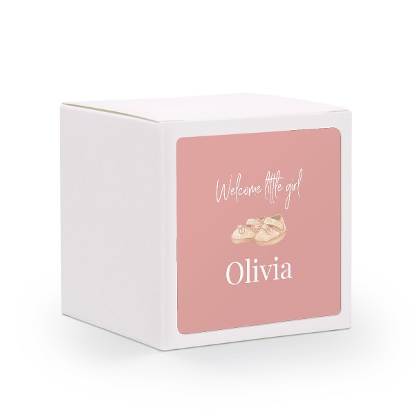 Presentask vit med kvadratiskt klistermärke - 24 st