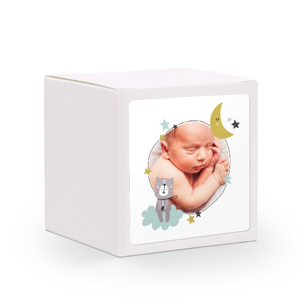 Paper box white square sticker - set of 24 Paper box white square sticker - set of 24