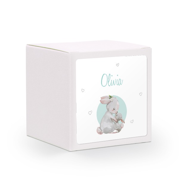 Gaveæske hvid med kvadratisk klistermærke - 24 stk