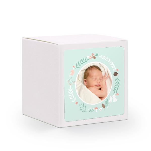 Presentask vit med kvadratiskt klistermärke - 24 st