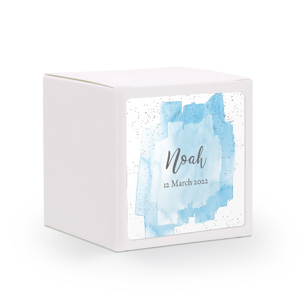 Paper box white square sticker - set of 24